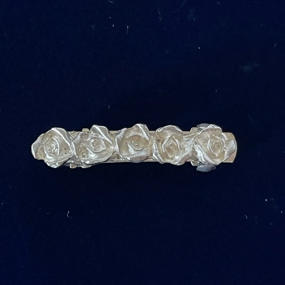 Vintage sterling silver rose, hair clip, wedding veil clip